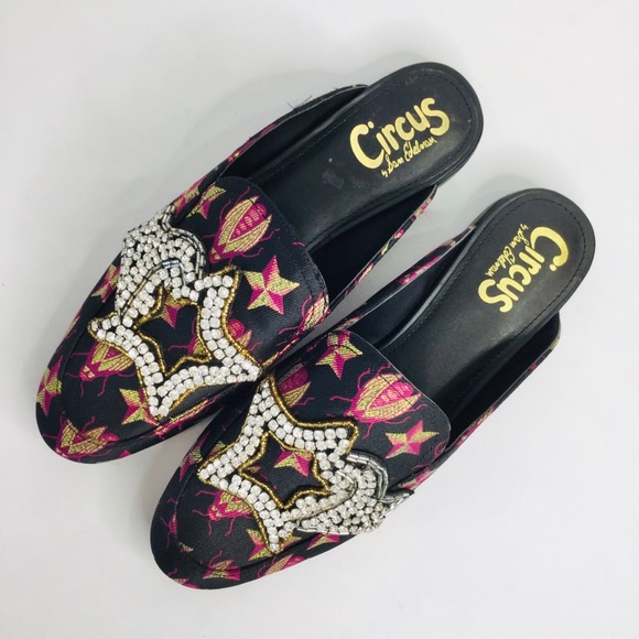 Circus by Sam Edelman Mules beetle rhinestone star embellished tapestry mules - Picture 3 of 8